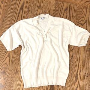 Sweet Tree Vintage USA Made V-Neck Pearl Button Short Sleeve Sweater Size Medium